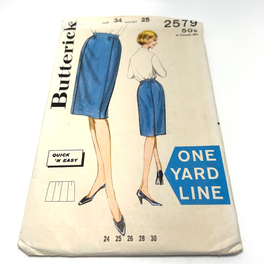 Butterick Vintage 1960's Pattern #2579 Misses Match Box Skirt Waist 25 HTF‎